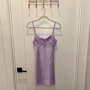 Sincerely Jules Purple Satin Chemise with Sweetheart Neckline